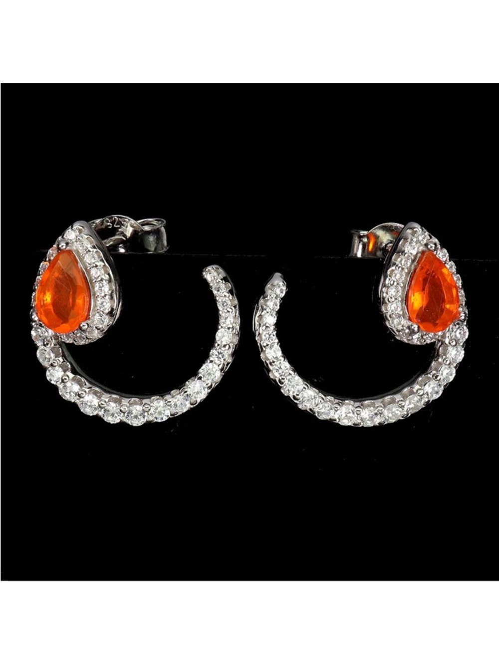 Stunning Natural Orange Fire Opal Teardrop 6x4mm Earrings 925 Sterling Silver